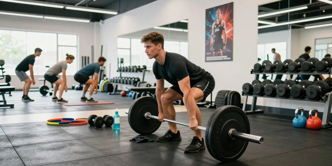 Anabolika Shop showcasing an athletic man deadlifting in a modern gym, emphasizing dedication and fitness community.