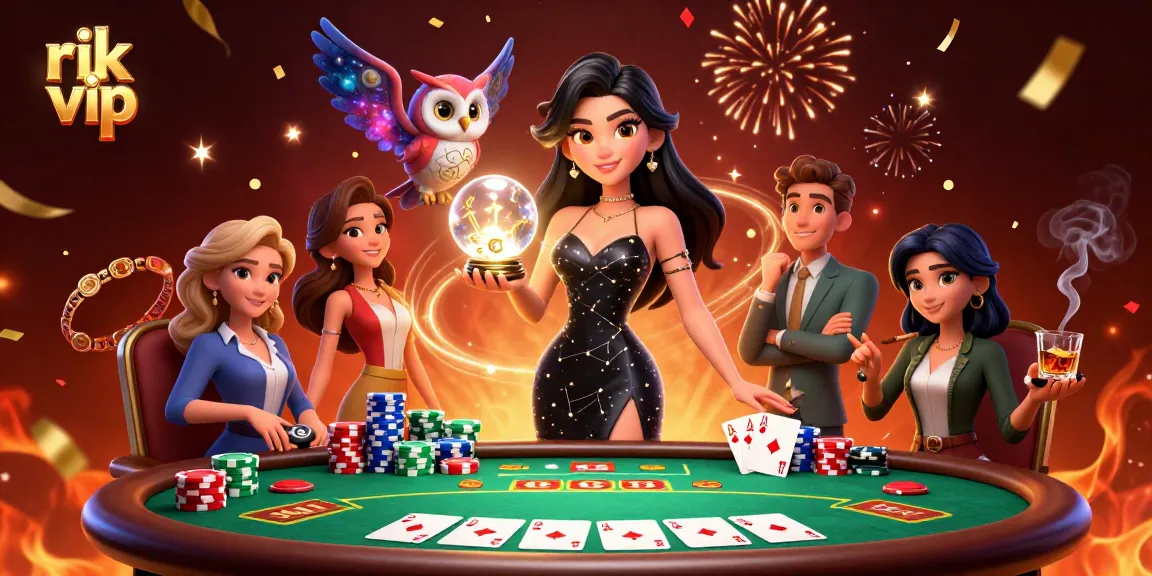 Experience thrilling moments with rik vip at a colorful poker table, illuminated by magical energy.