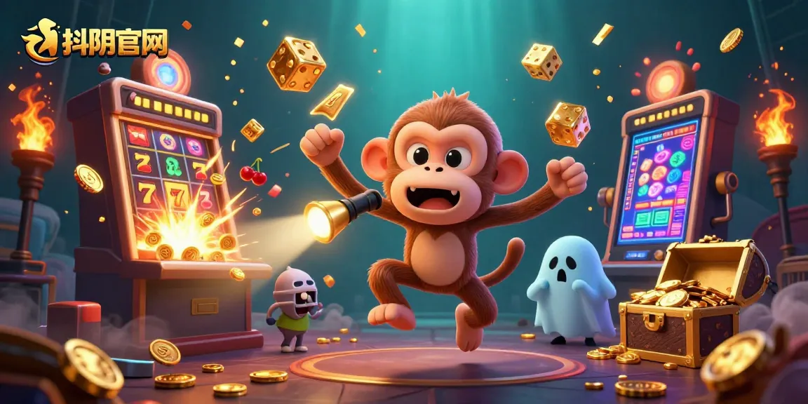 Engage with 抖阴官网's dynamic casino experience featuring a playful ghost monkey and curious puppy in a lively scene.