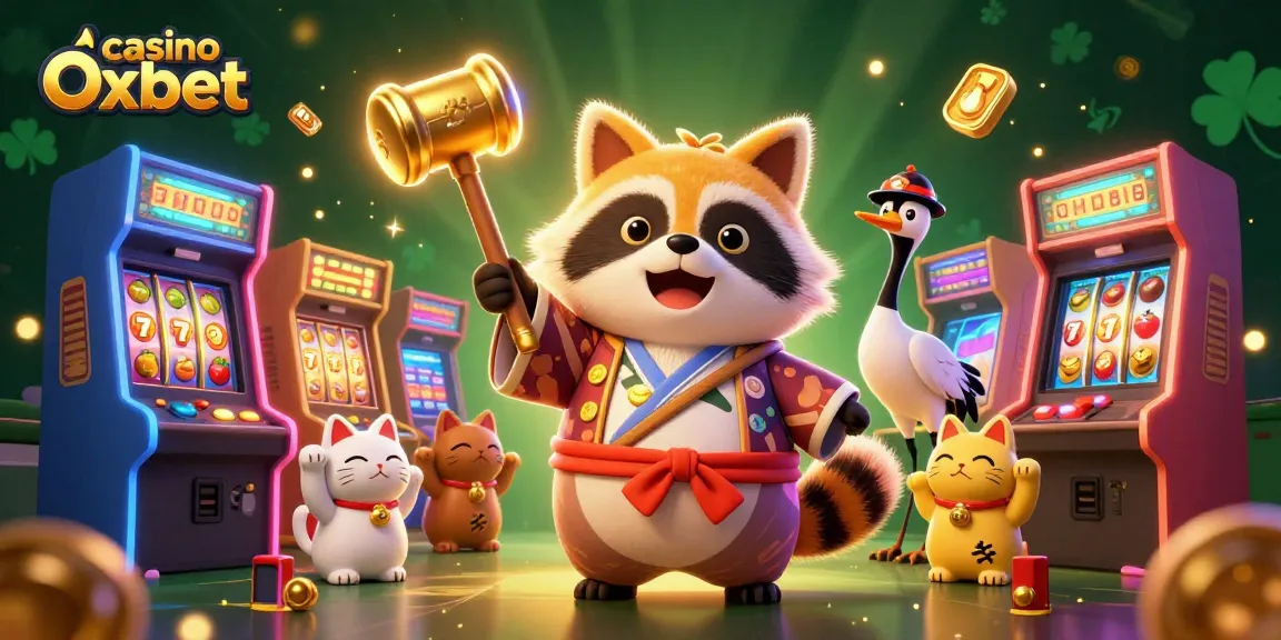 Experience exciting gameplay at casino Oxbet with a vibrant 3D illustration featuring lucky symbols and whimsical characters