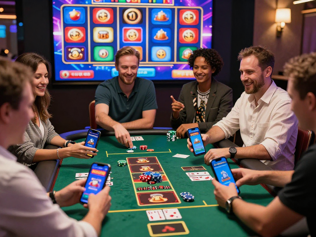 Online casino gaming excitement at ROKOK88.bet with players celebrating digital wins and vibrant interface.