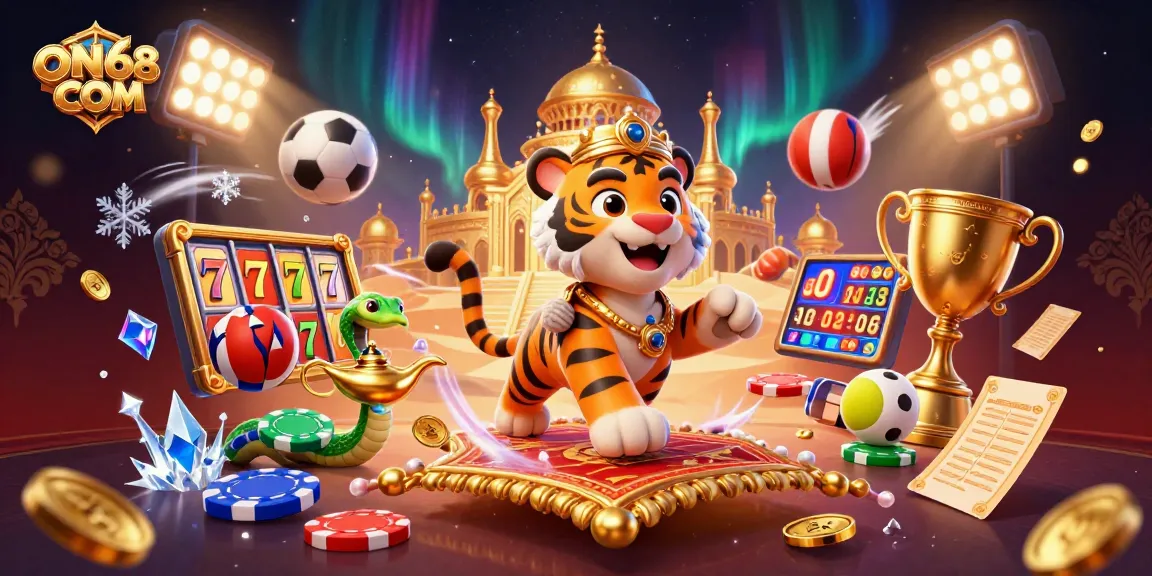 Experience winning at ON68 COM with the tiger sultan in a vibrant casino scene.