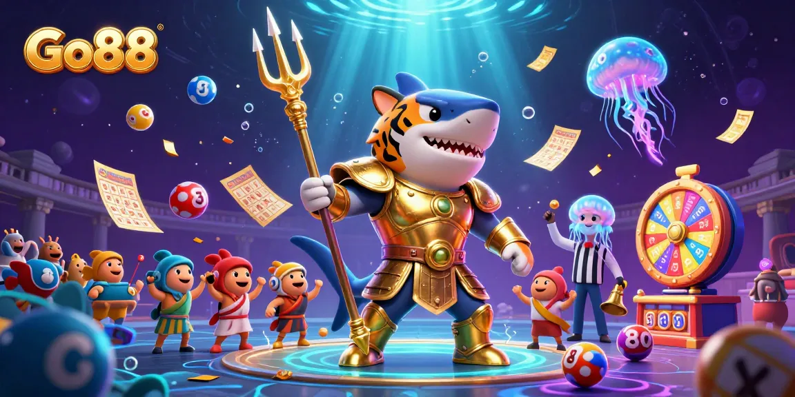 Experience exhilarating moments with Go88's colorful lottery-themed gaming experience in a dynamic underwater scene.