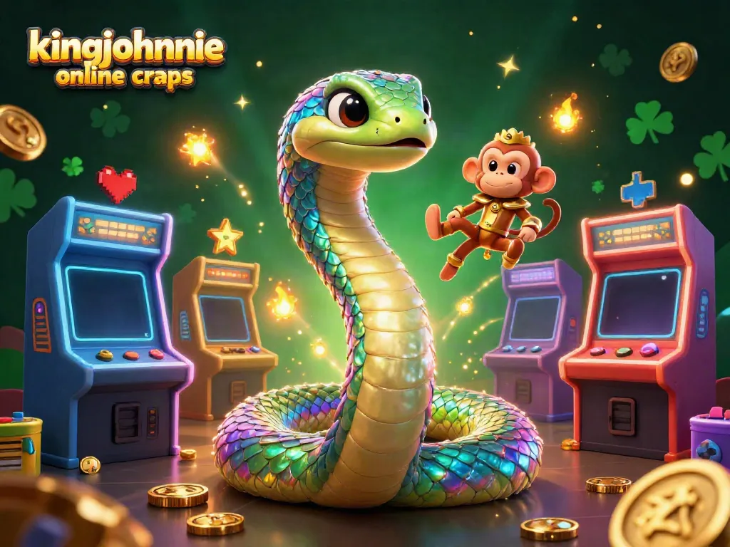 Engage in exciting kingjohnnie online craps gameplay surrounded by whimsical characters and a lively casino atmosphere.