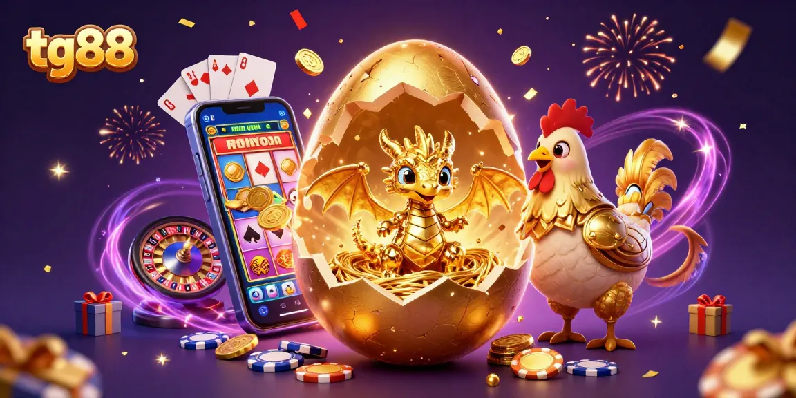 Reveal thrilling gameplay with tg88 through stunning 3D art of a golden dragon and casino elements.