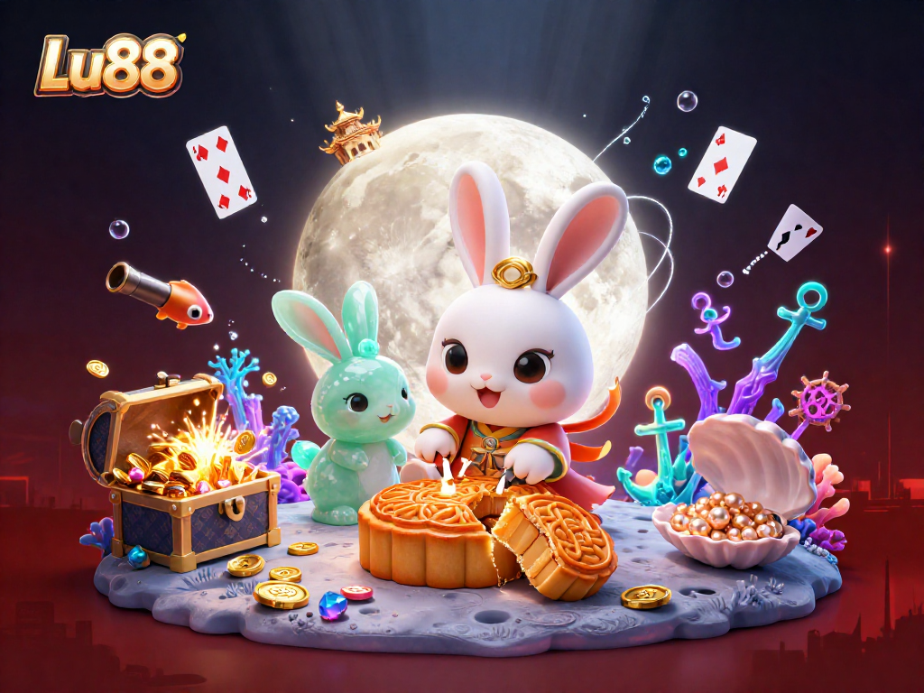 Lu88 promotes winning with a vibrant scene featuring iconic symbols of gaming and fun.