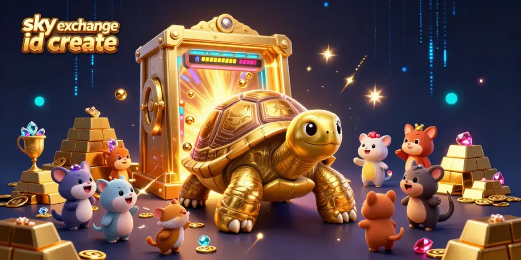 Experience the excitement of betting with sky exchange id create at this colorful, dynamic casino scene featuring a tortoise pinball machine.