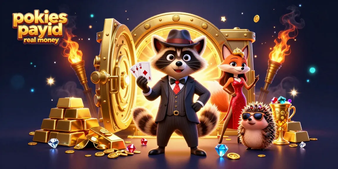 Play pokies payid real money with engaging characters and dazzling casino elements in a vibrant scene.