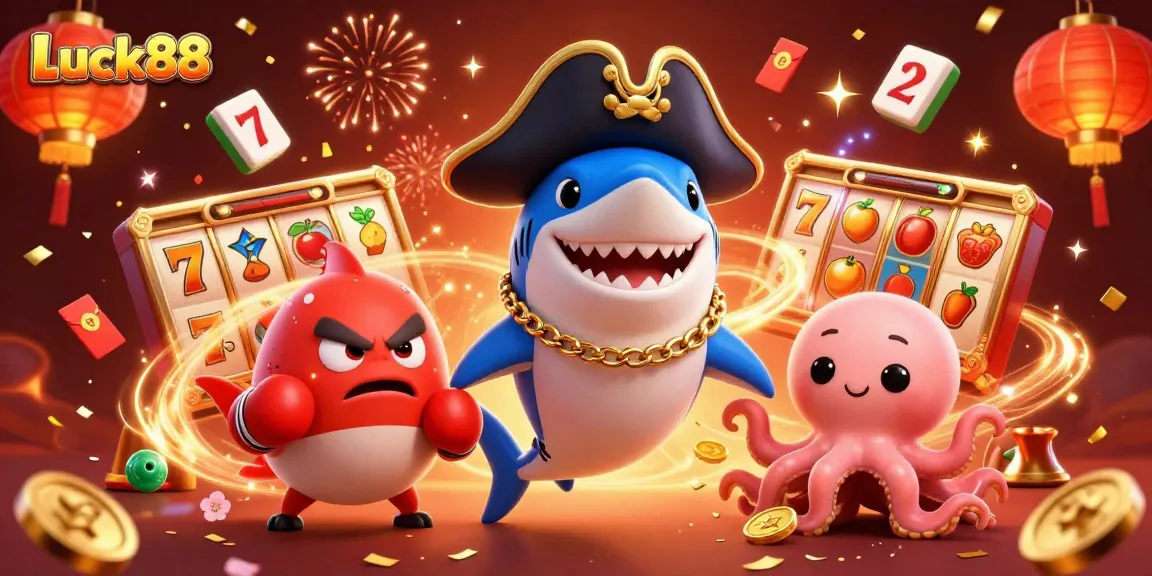 Win big with Luck88 in this vibrant 3D casino illustration of an exciting slot game.
