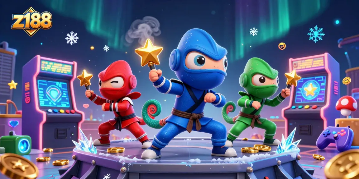 z188 players experience vibrant online gaming with ninja chameleons in 3D casino action.