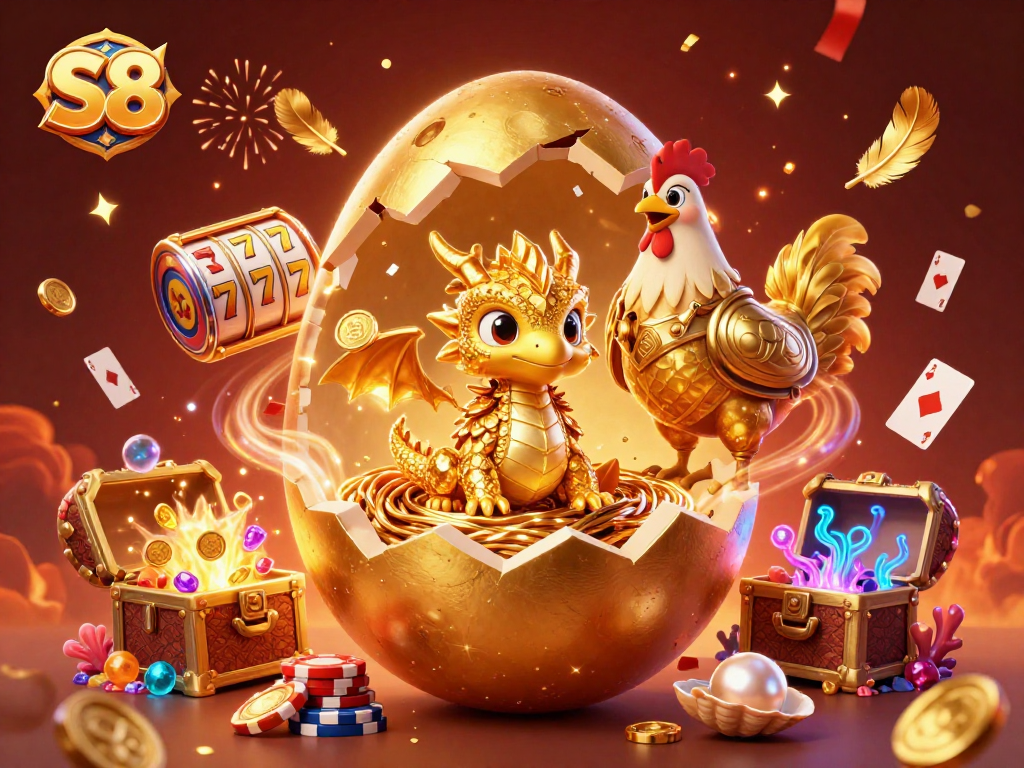S8 players experience the thrill of jackpot excitement with the golden dragon and poker chips.