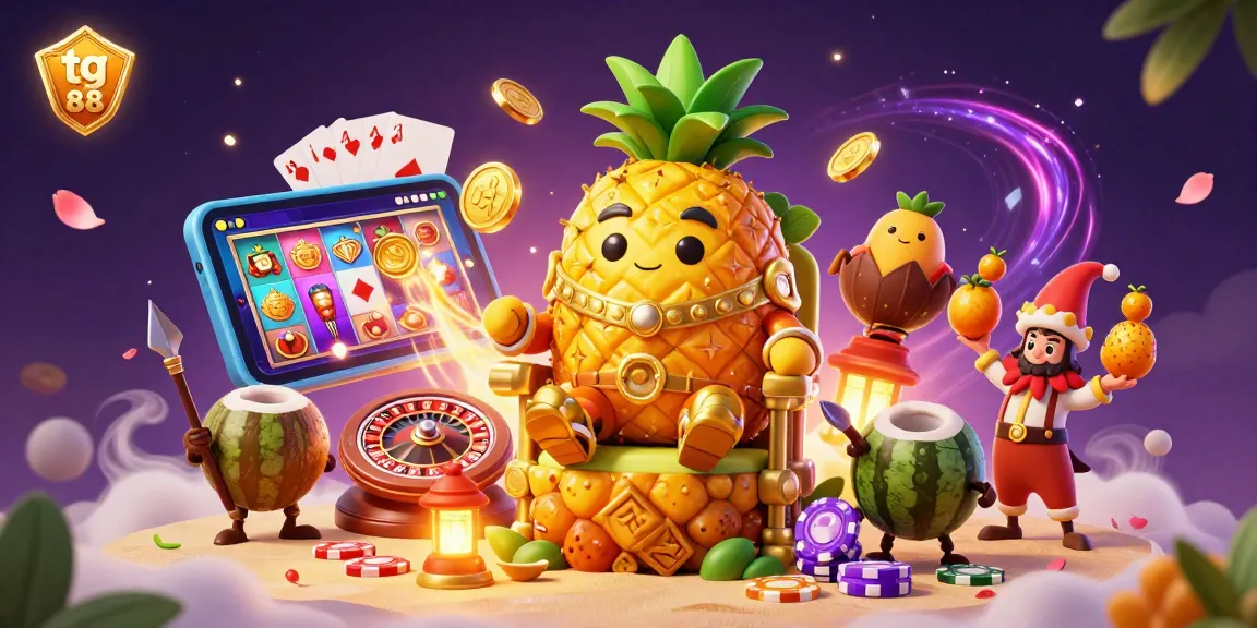 Experience thrilling gaming action with tg 88's colorful beach casino and golden characters.