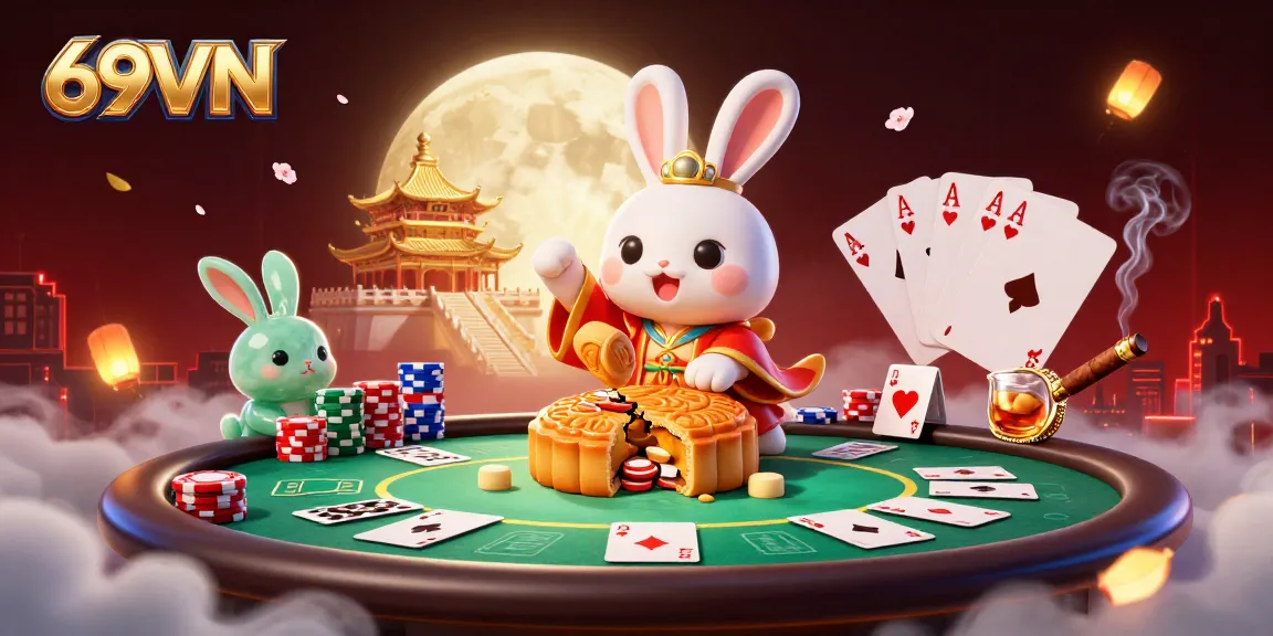 Experience thrilling gameplay at 69VN with poker chip-filled mooncake treasures.