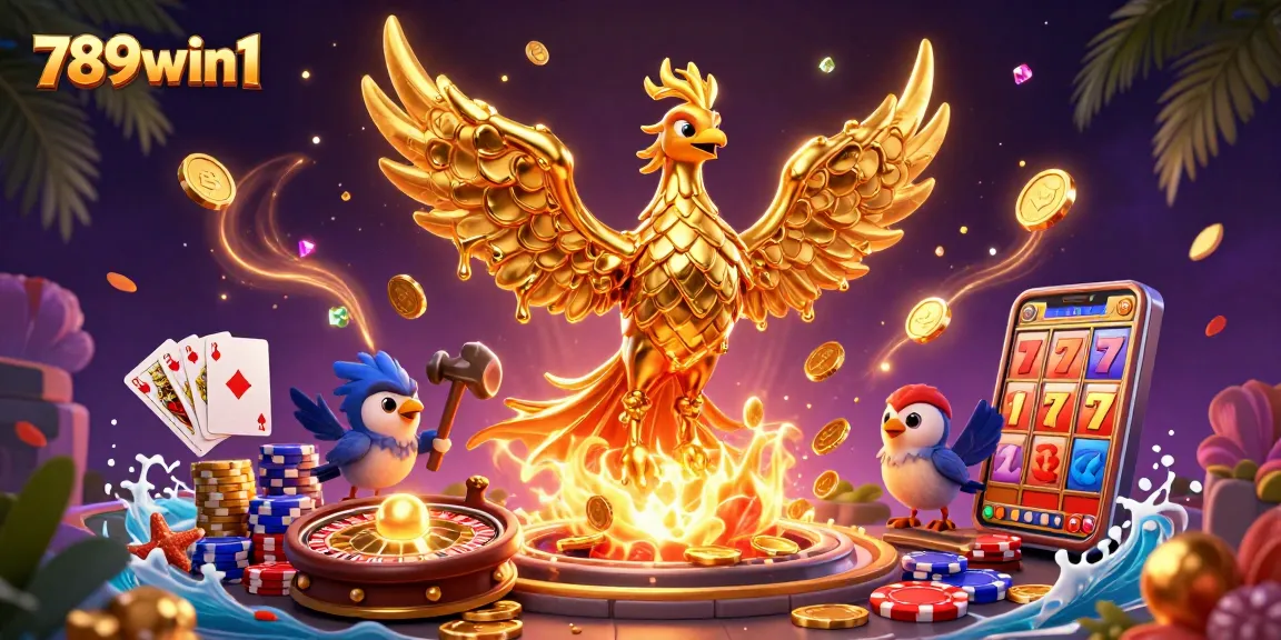 Experience the thrill of 789win1 as molten gold transforms into coins in a vibrant casino scene.