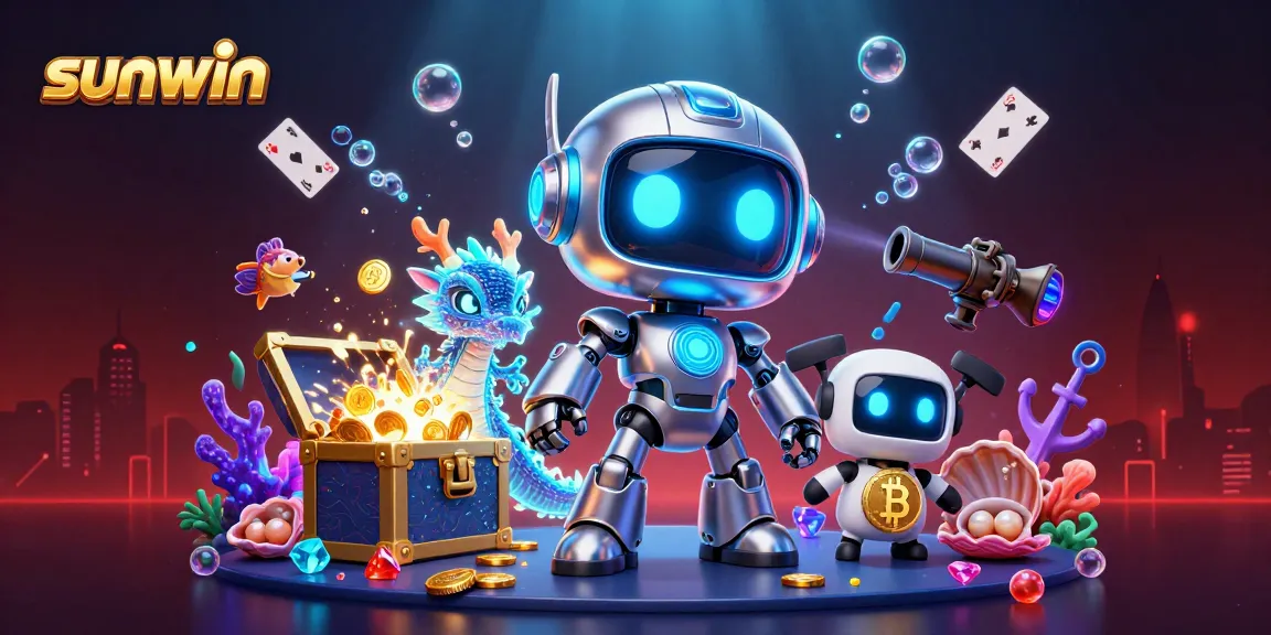 Experience the excitement of sunwin with a vibrant 3D casino illustration featuring dynamic game elements.