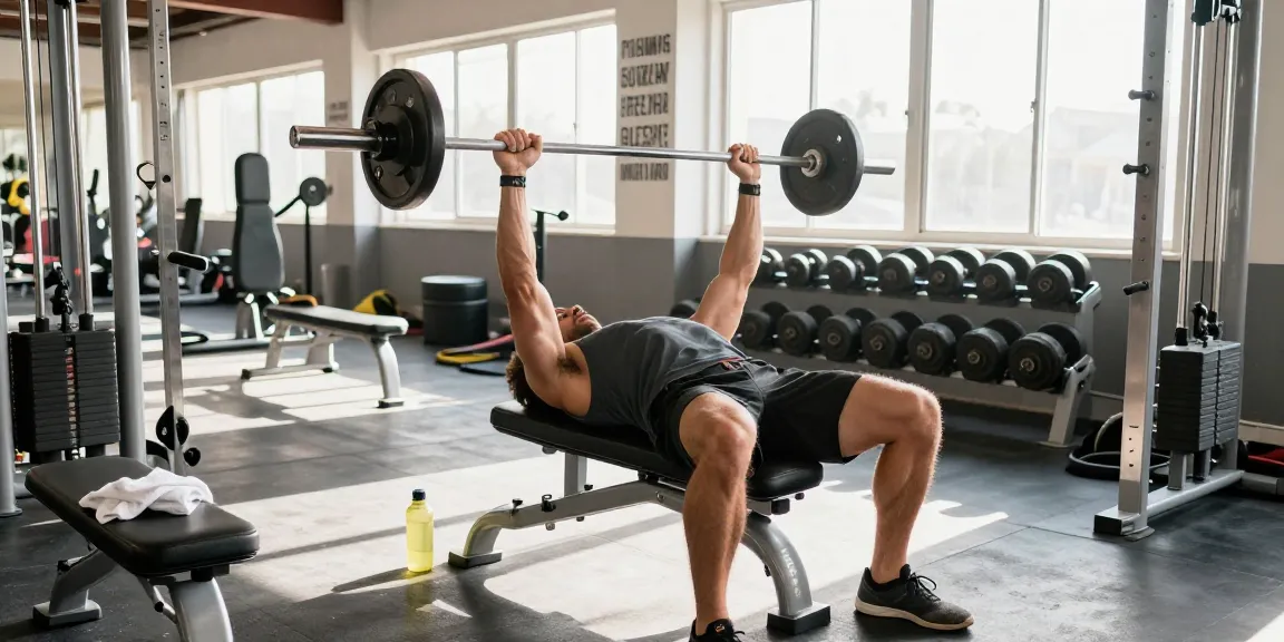 Anabolika Shop Deutschland - Athletischer Mann hebt Gewichte in einem modernen Fitnessstudio, das Stärke und Engagement zeigt.