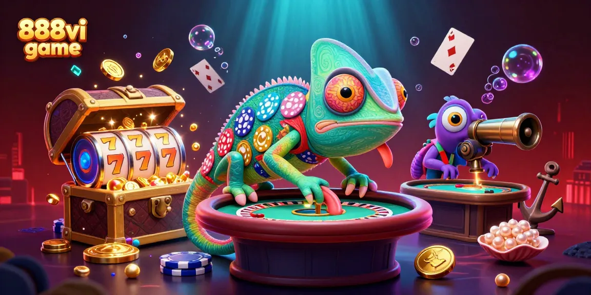 Experience thrilling 888vi game action in a vibrant, detailed casino scene.