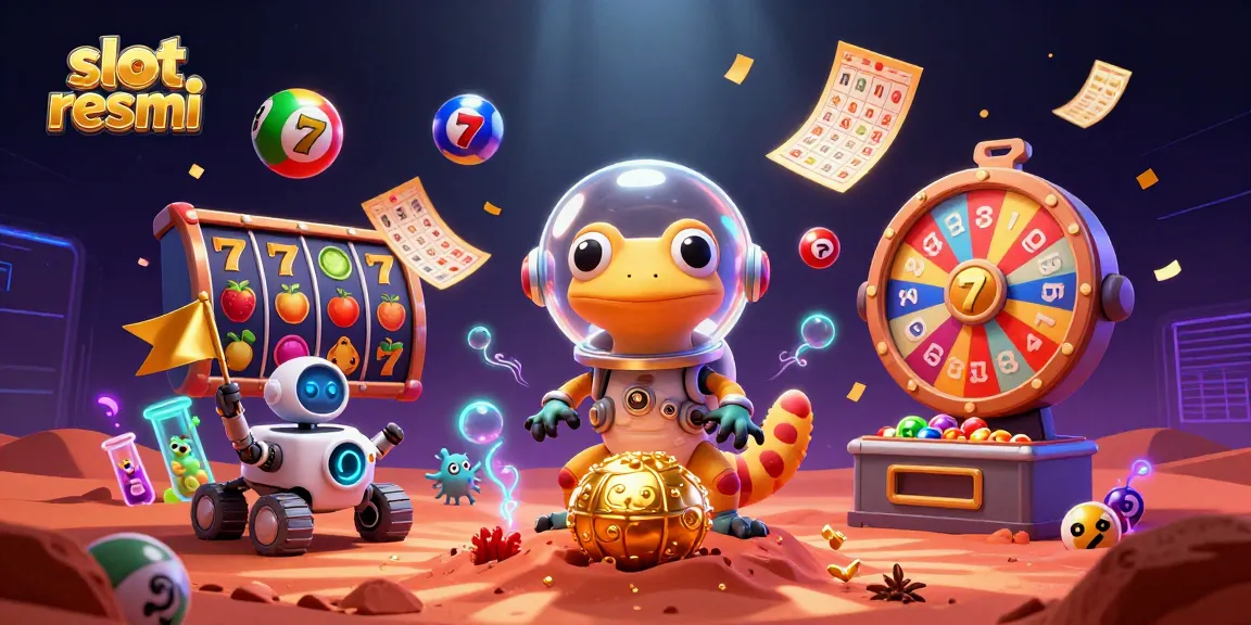 Experience the excitement of slot resmi at an intergalactic casino with vibrant game elements bursting in the scene.