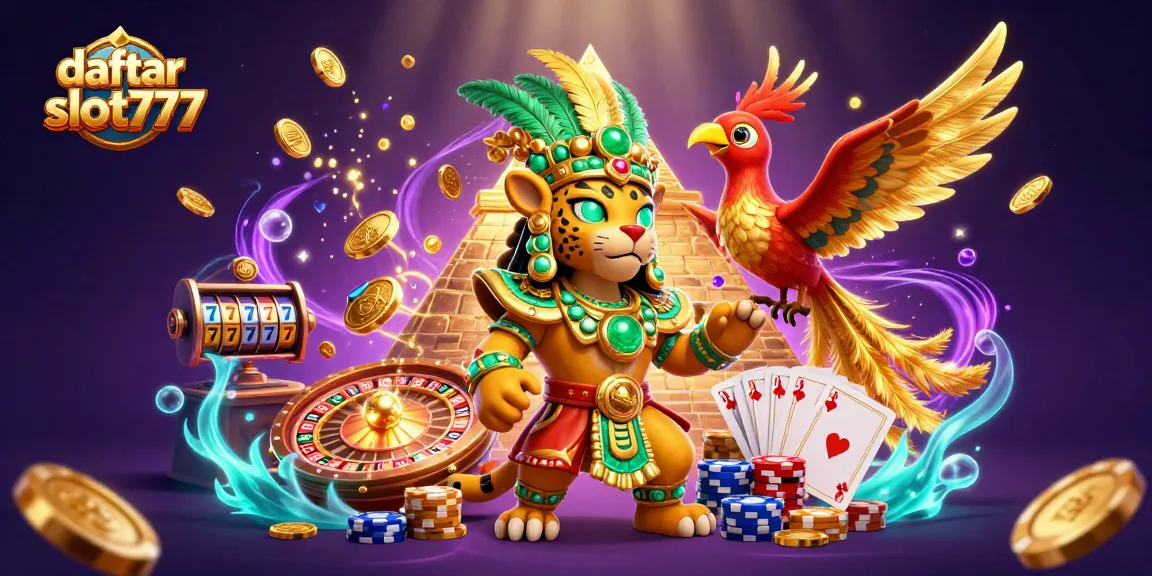 Experience the excitement of daftar slot777 with this vibrant slot game illustration showcasing jackpots and luxury.