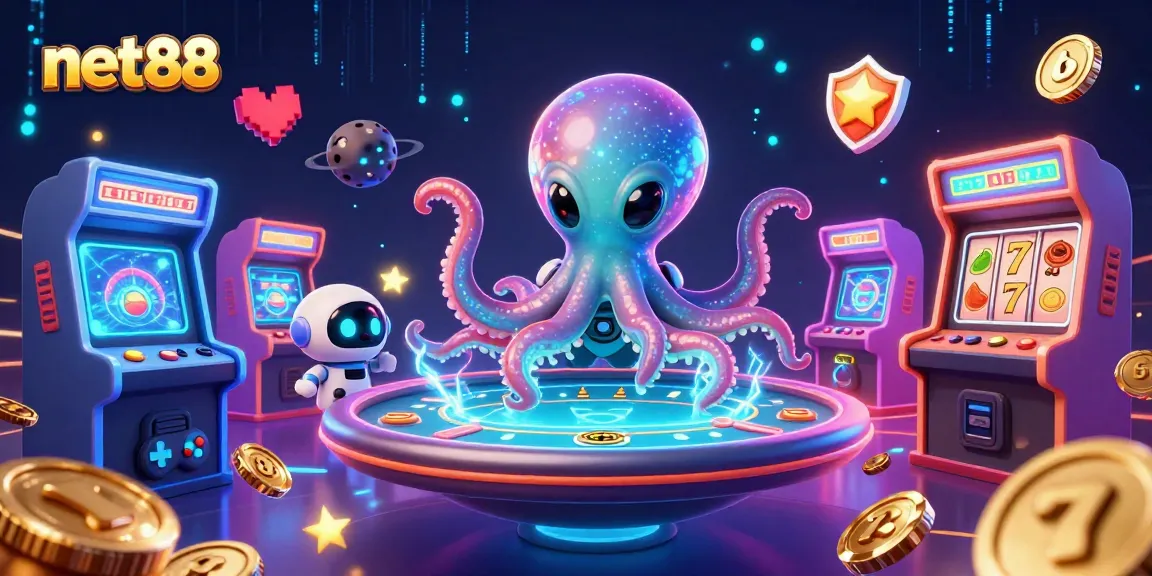 Experience thrilling casino action in net88's vibrant 3D alien-themed poker scene.