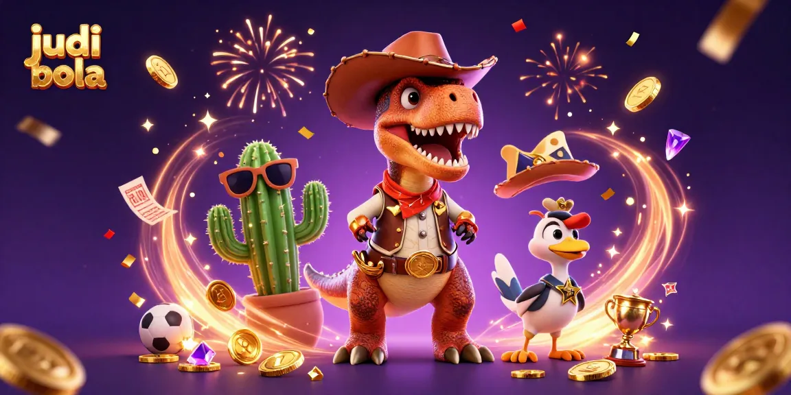 Engage in exciting judi bola moments with cartoon characters celebrating and winning