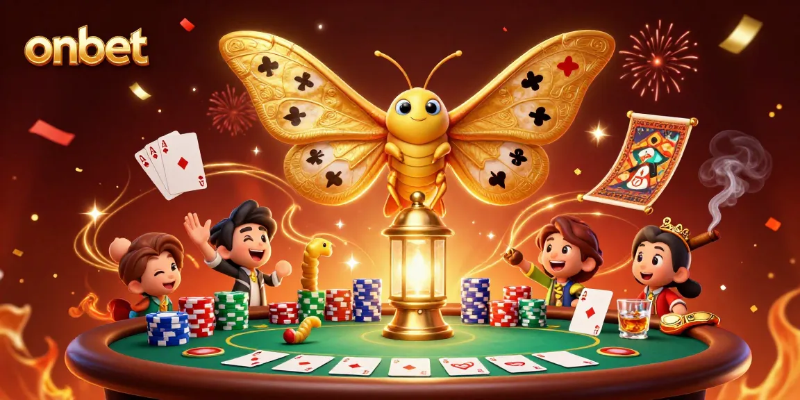 Engage in thrilling poker action with onbet's vibrant casino illustration featuring iconic elements.