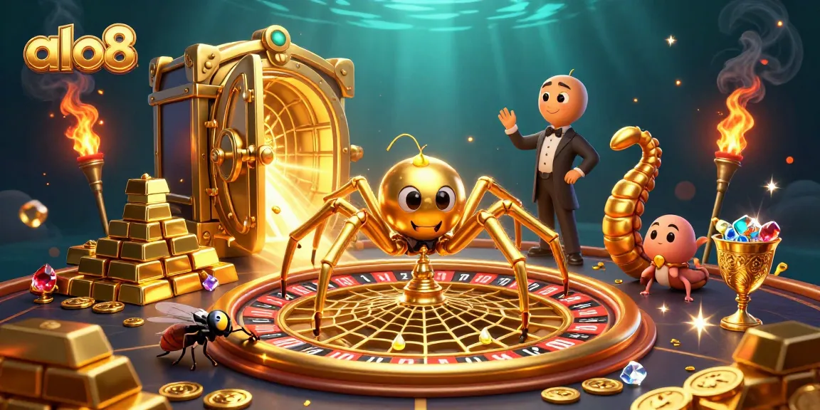 Engage with alo8's thrilling roulette experience featuring dynamic characters in a vibrant casino scene.