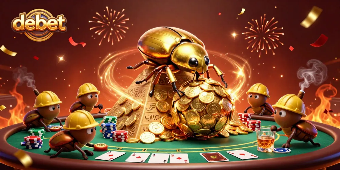 Experience the excitement of debet, a vibrant casino scene with beetles and poker elements