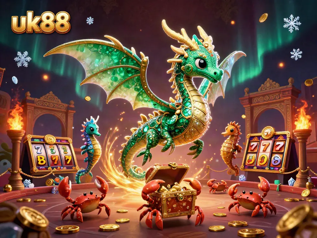 Experience excitement at uk88 casino with a dazzling sea dragon and treasures in motion.