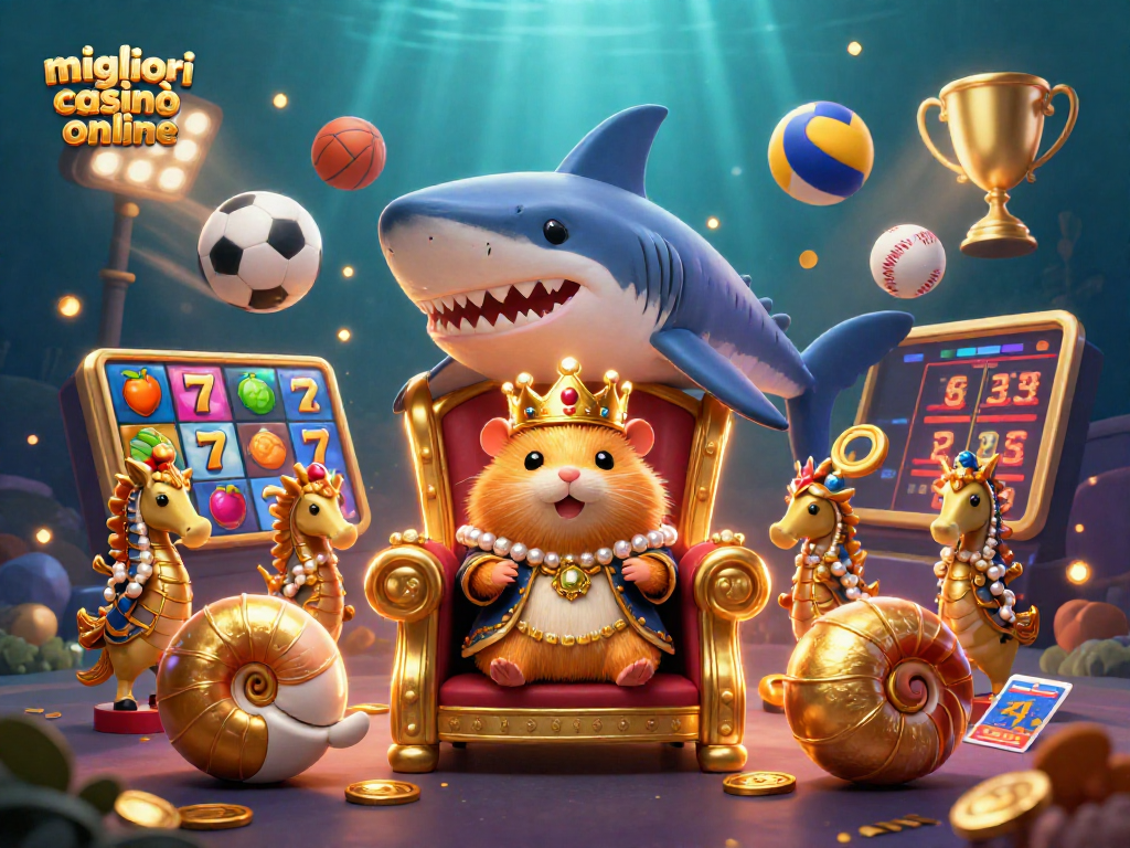 Scopri i migliori casinò online con la scena di gioco avvincente che include il re criceto e simboli delle slot.