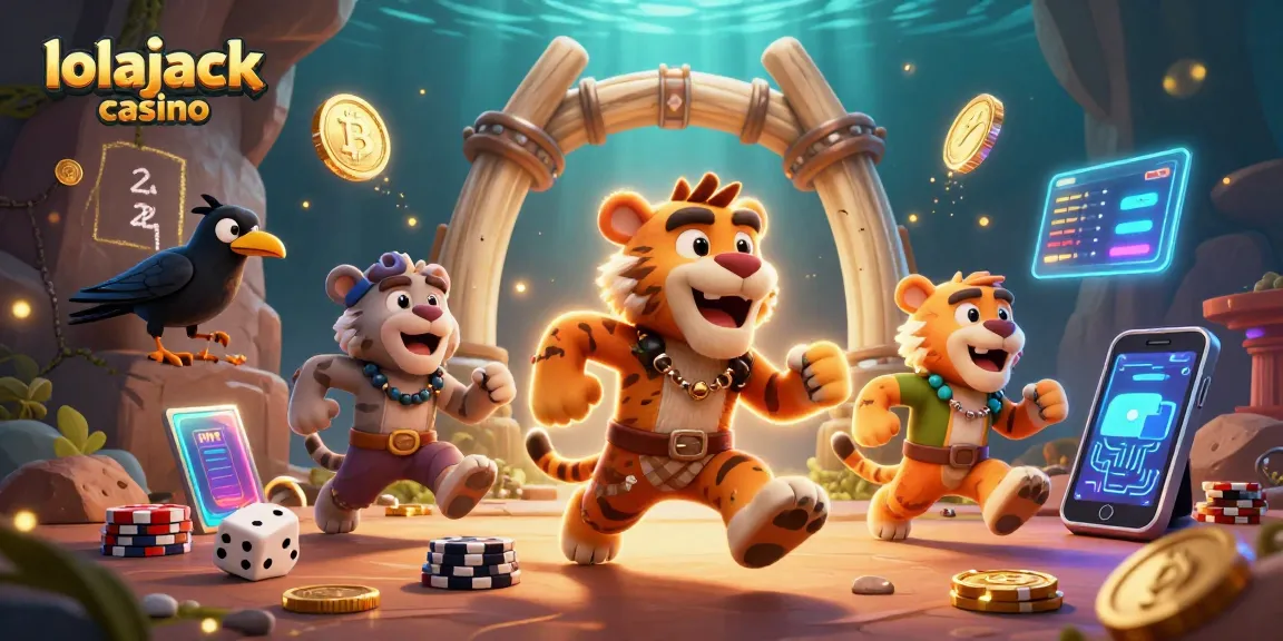 Win big at lolajack casino with exciting slots and engaging gameplay elements in a vibrant 3D scene.