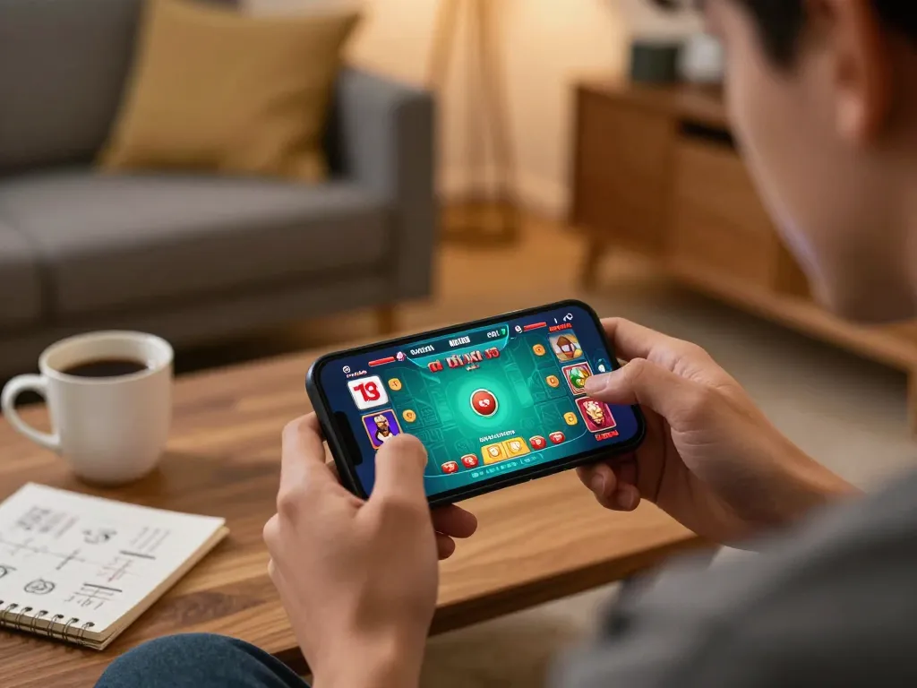 Engaging in tài xỉu online while enjoying a cozy home setup, showcasing the excitement of online gambling.