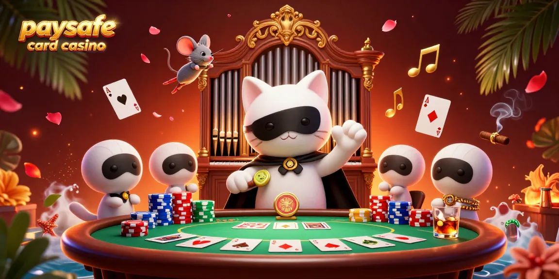 Erleben Sie die Aufregung des Paysafe Card Casinos mit einer dynamischen 3D-Szene, die eine phantastische Katze und Maus-Akrobaten zeigt.