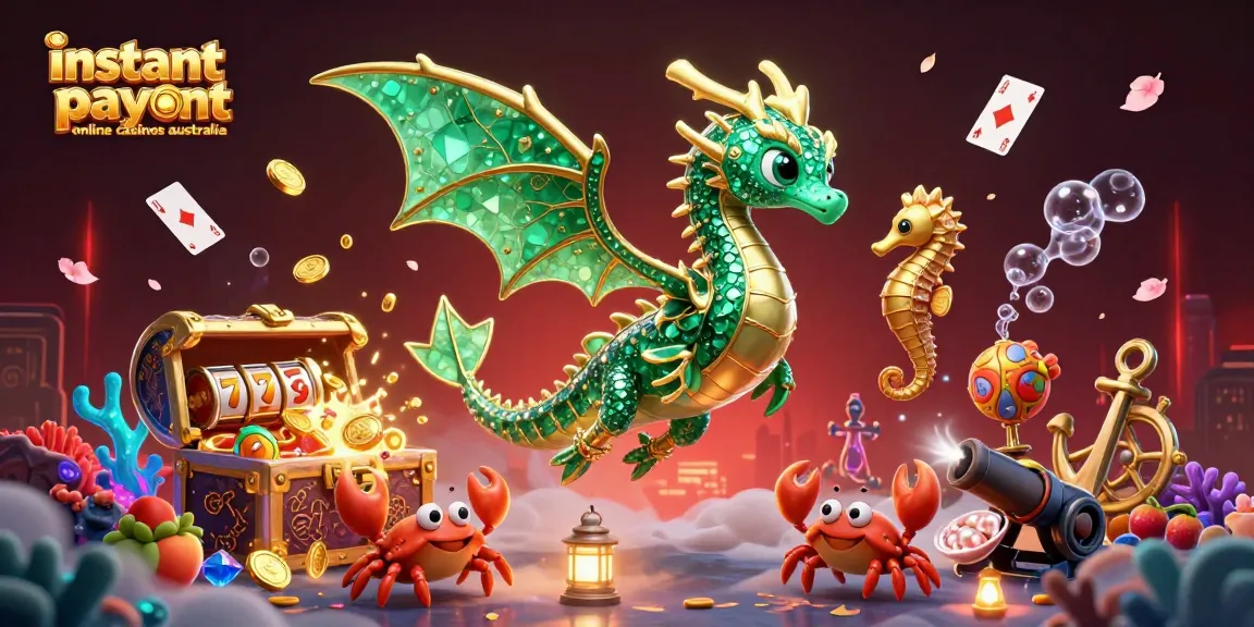 Engage with instant payout online casinos Australia featuring a vibrant underwater scene full of treasures and mythical creatures.