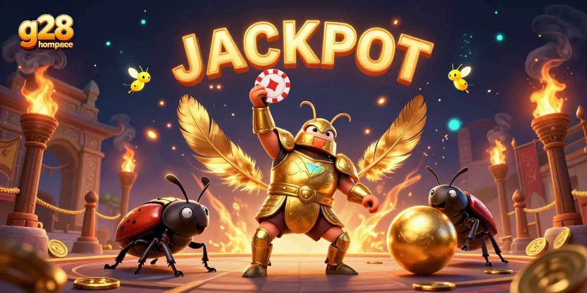 Engage with g28 homepage and experience excitement as the hero beetle showcases its winning poker chip.